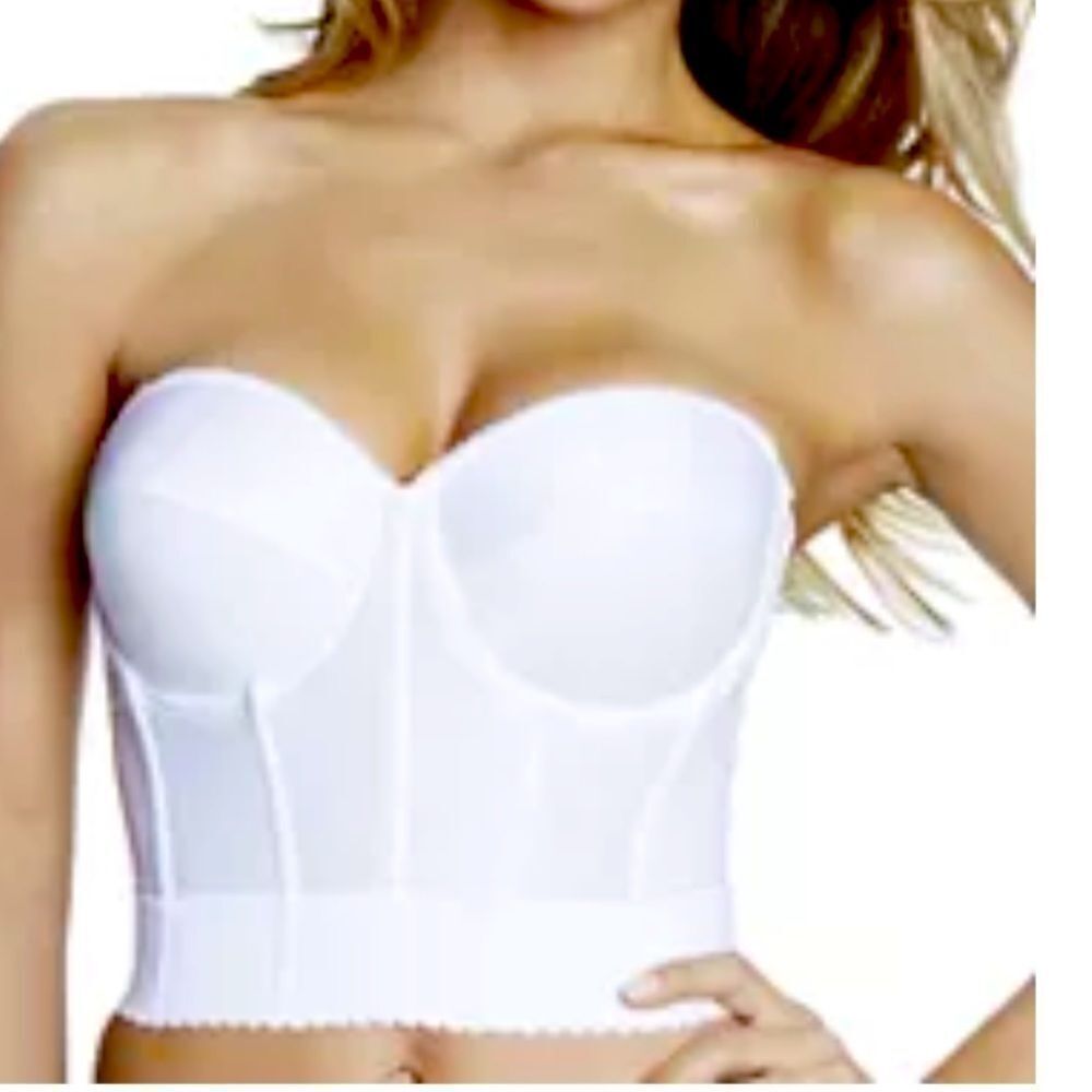 Dominique Strapless Longline Bustier Bra White 42C Convertible Corset